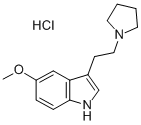 Indole, 5-methoxy-3-(2-pyrrolidinylethyl)-, hydrochloride Struktur