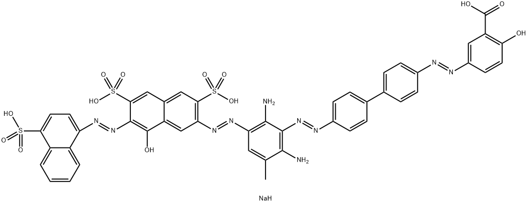 tetrasodium 5-[[4'-[[2,6-diamino-3-[[8-hydroxy-3,6-disulphonato-7-[(4-sulphonato-1-naphthyl)azo]-2-naphthyl]azo]-5-tolyl]azo][1,1'-biphenyl]-4-yl]azo]salicylate 结构式