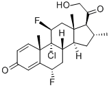 9α-クロロ-6α,11β-ジフルオロ-21-ヒドロキシ-16α-メチルプレグナ-1,4-ジエン-3,20-ジオン 化学構造式