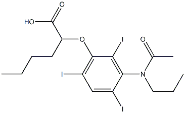 2-[[3-(N-Propylacetylamino)-2,4,6-triiodophenyl]oxy]hexanoic acid 结构式