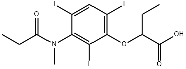 2-[3-(N-Methylpropionylamino)-2,4,6-triiodophenoxy]butyric acid Structure