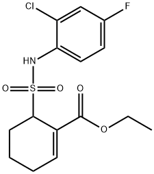 ETHYL 6-(N-(2-CHLORO-4-FLUOROPHENYL)SULFAMOYL)CYCLOHEX-1-ENECARBOXYLATE,243983-70-2,结构式