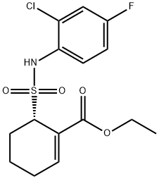 (6S)-6-[[(2-氯-4-氟苯基)氨基]磺酰基]-1-环己烯-1-甲酸乙酯, 243984-10-3, 结构式