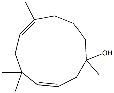 [3E,7E,(-)]-1,5,5,8-Tetramethyl-3,7-cycloundecadiene-1-ol Struktur