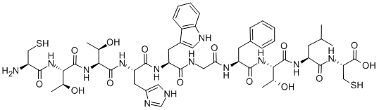 H-Cys-Thr-Thr-His-Trp-Gly-Phe-Thr-Leu-Cys-OH, (Disulfide bond)|CTTHWGFTLC, CYCLIC