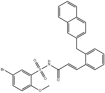 5-ブロモ-2-メトキシ-N-[3-[3-(2-ナフチルメチル)フェニル]アクリロイル]ベンゼンスルホンアミド 化学構造式