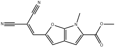 6H-Furo[2,3-b]pyrrole-5-carboxylic  acid,  2-(2,2-dicyanoethenyl)-6-methyl-,  methyl  ester Struktur