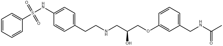 N-({4-[(2S)-3-{[2-(4-ベンゼンスルホンアミドフェニル)エチル]アミノ}-2-ヒドロキシプロポキシ]フェニル}メチル)アセトアミド 化学構造式