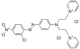 1,1′-[[[4-[(2-クロロ-4-ニトロフェニル)アゾ]フェニル]イミノ]ジ-2,1-エタンジイル]ビスピリジニウム・ジクロリド 化学構造式