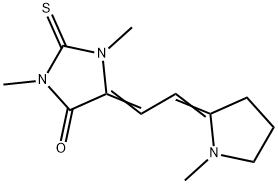 1,3-ジメチル-5-[2-(1-メチルピロリジン-2-イリデン)エチリデン]-2-チオキソ-4-イミダゾリジノン 化学構造式
