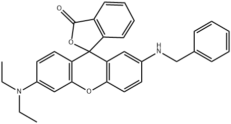 3'-(Diethylamino)-7'-benzylaminospiro[isobenzofuran-1(3H),9'-[9H]xanthen]-3-one 结构式