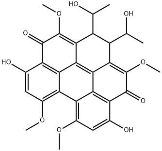 1,2-Dihydro-5,10-dihydroxy-1,2-bis(1-hydroxyethyl)-3,7,8,12-tetramethoxybenzo[ghi]perylene-4,11-dione Struktur