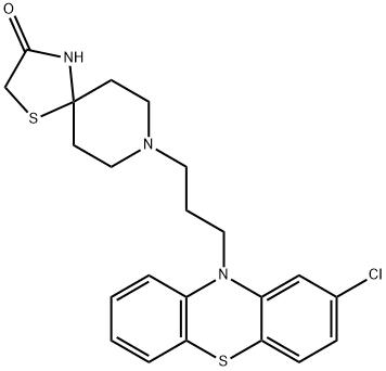 8-[3-(2-クロロ-10H-フェノチアジン-10-イル)プロピル]-1-チア-4,8-ジアザスピロ[4.5]デカン-3-オン 化学構造式