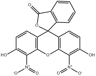 2-(6-ヒドロキシ-4,5-ジニトロ-3-オキソ-3H-キサンテン-9-イル)安息香酸 化学構造式