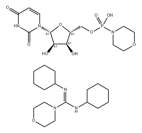 ウリジン 5′-モノホスホモルホリダート 4-モルフォリン-N,N′-ジシクロヘキシルカルボキサミジン塩 化学構造式