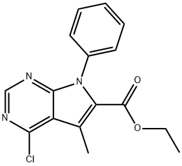 4-氯-5-甲基-7-苯基-7H-吡咯并[2,3-D]嘧啶-6-甲酸乙酯, 245728-43-2, 结构式