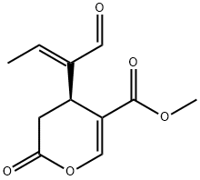(S)-4-[(E)-1-ホルミル-1-プロペニル]-3,4-ジヒドロ-2-オキソ-2H-ピラン-5-カルボン酸メチル 化学構造式