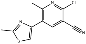 2-CHLORO-6-METHYL-5-(2-METHYL-1,3-THIAZOL-4-YL)NICOTINONITRILE 结构式
