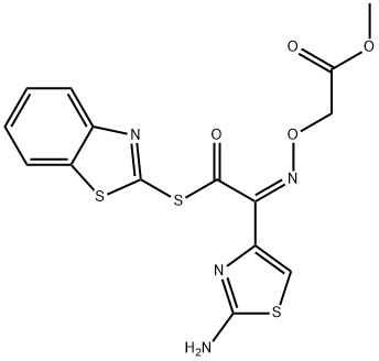 (S)-2-Benzothiazolyl (Z)-2-(2-aminothiazole-4-yl)-2-methoxycarbonylmethoxyiminothioacetate Struktur