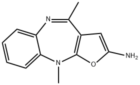 10H-Furo[2,3-b][1,5]benzodiazepin-2-amine,  4,10-dimethyl- Struktur