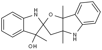 1',3,3',3a,4,8b-ヘキサヒドロ-3',3a,8b-トリメチルスピロ[2H-フロ[3,2-b]インドール-2,2'-[2H]インドール]-3'-オール 化学構造式