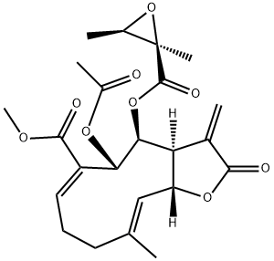 5-Acetoxy-4-[[(2,3-dimethyloxiran-2-yl)carbonyl]oxy]-2,3,3a,4,5,8,9,11a-octahydro-10-methyl-3-methylene-2-oxocyclodeca[b]furan-6-carboxylic acid methyl ester