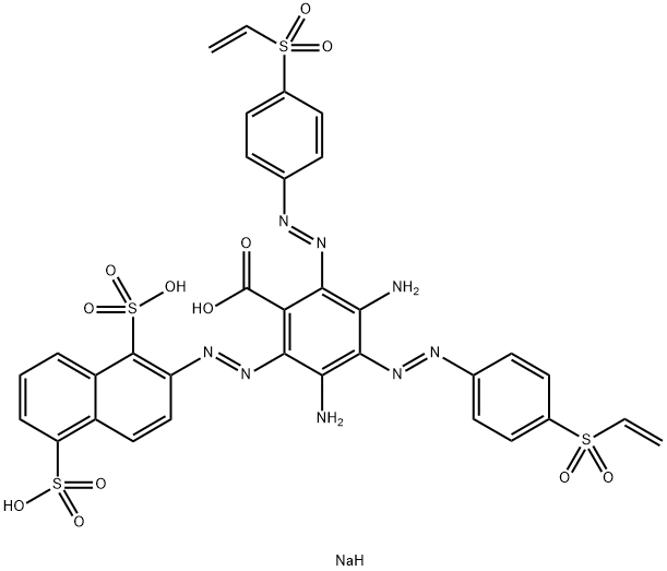 3,5-Diamino-2-[(1,5-disulfo-2-naphthalenyl)azo]-4,6-bis[[4-(ethenyl sulfonyl)phenyl]azo]-benzoic acid sodium salt 结构式