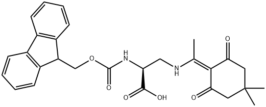 FMOC-(N-Β-1-(4,4-ジメチル-2,6-ジオキソシクロヘキス-1-イリデン)エチル)-L-Α,Β-ジアミノプロピオン酸 化学構造式