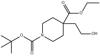 1,4-Piperidinedicarboxylic acid, 4-(2-hydroxyethyl)-, 1-(1,1-diMethylethyl) 4-ethyl ester Struktur