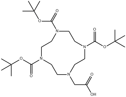 1,4,7-トリ-BOC-10-(カルボキシメチル)-1,4,7,10-テトラアザシクロドデカン 化学構造式