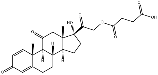 17,21-dihydroxypregna-1,4-diene-3,11,20-trione 21-(hydrogen succinate)   Structure