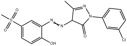2-(3-chlorophenyl)-2,4-dihydro-4-[[2-hydroxy-5-(methylsulphonyl)phenyl]azo]-5-methyl-3H-pyrazol-3-one Struktur