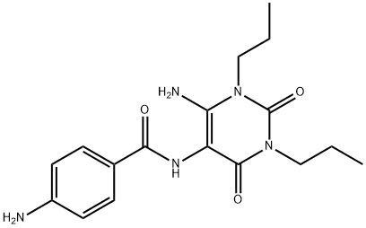 Benzamide,  4-amino-N-(6-amino-1,2,3,4-tetrahydro-2,4-dioxo-1,3-dipropyl-5-pyrimidinyl)- Struktur