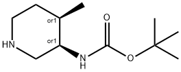 Carbamic acid, [(3R,4R)-4-methyl-3-piperidinyl]-, 1,1-dimethylethyl ester, rel- Struktur