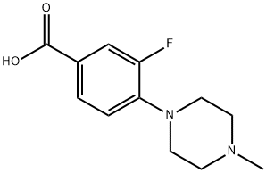 3-フルオロ-4-(4-メチルピペラジン-1-イル)安息香酸 化学構造式