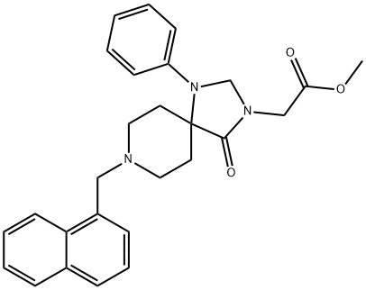 8-(1-NAPHTHALENYLMETHYL)-4-OXO-1-PHENYL-1,3,8-TRIAZASPIRO[4.5]DECANE-3-ACETIC ACID, METHYL ESTER, 250685-44-0, 结构式