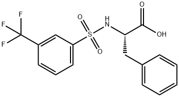 3-フェニル-2-({[3-(トリフルオロメチル)フェニル]スルホニル}アミノ)プロパン酸 化学構造式