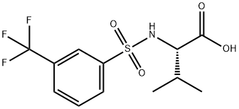 3-メチル-2-[3-(トリフルオロメチル)ベンゼンスルホニルアミノ]酪酸 化学構造式