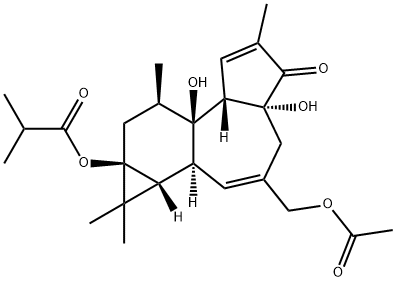 12-脱氧佛波醇-13-异丁酸酯-20-乙酸酯, 25090-71-5, 结构式