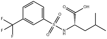 4-メチル-2-[3-(トリフルオロメチル)ベンゼンスルホニルアミノ]ペンタン酸 化学構造式