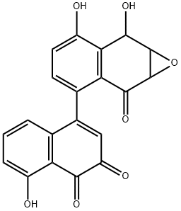 8-Hydroxy-4-(1a,2,7,7a-tetrahydro-6,7-dihydroxy-2-oxonaphth[2,3-b]oxiren-3-yl)-1,2-naphthoquinone Struktur
