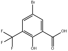 5-Bromo-3-(trifluoromethyl)salicylic acid, 5-Bromo-3-carboxy-2-hydroxybenzotrifluoride Struktur