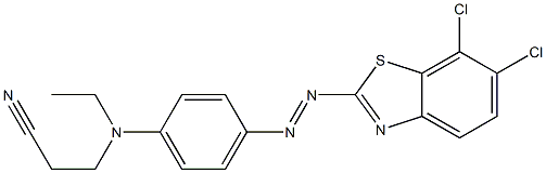3-[エチル[4-[(6,7-ジクロロベンゾチアゾール-2-イル)アゾ]フェニル]アミノ]プロパンニトリル 化学構造式