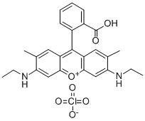 9-(2-カルボキシフェニル)-3,6-ビス(エチルアミノ)-2,7-ジメチルキサンチリウム 化学構造式