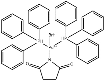 反式-溴(N-琥珀酰亚胺基)双(三苯基膦)钯(II) 结构式