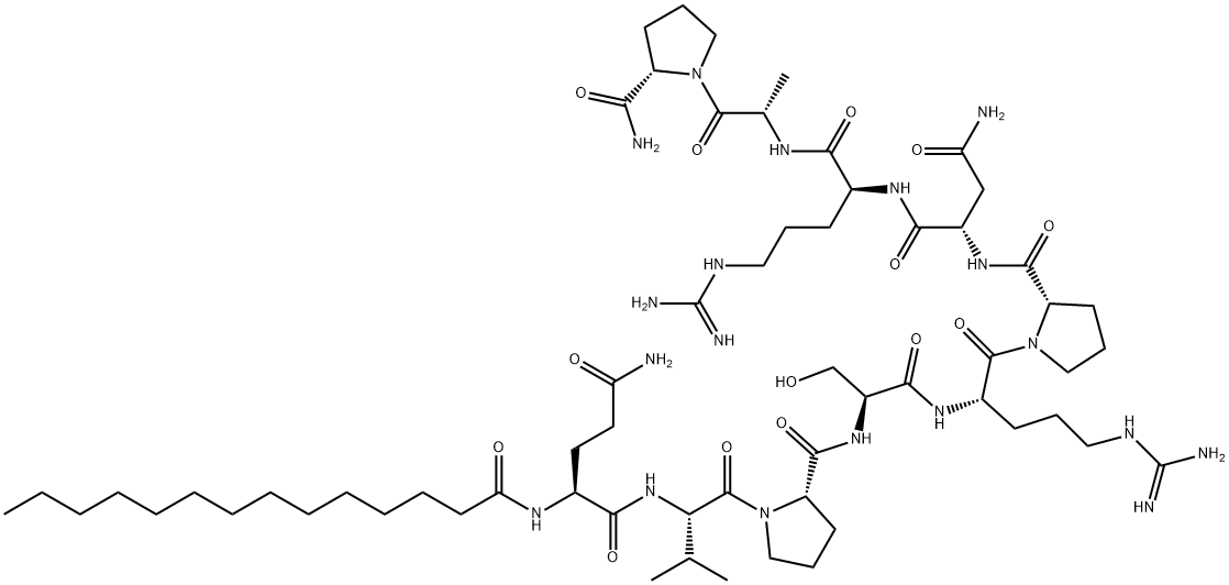 MYR-GLN-PRO-PRO-ALA-SER-ASN-PRO-ARG-VAL-ARG-NH2, 251634-22-7, 结构式