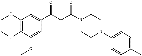 1-(p-トリル)-4-[3-(3,4,5-トリメトキシフェニル)-1,3-ジオキソプロピル]ピペラジン 化学構造式
