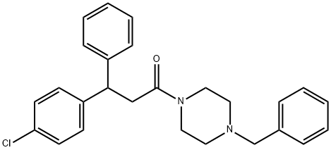 1-(4-ベンジル-1-ピペラジニル)-3-(p-クロロフェニル)-3-フェニル-1-プロパノン 化学構造式