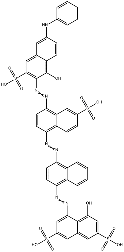4-ヒドロキシ-5-[4-[4-(1-ヒドロキシ-6-フェニルアミノ-3-スルホ-2-ナフタレニルアゾ)-6-スルホ-1-ナフタレニルアゾ]-1-ナフタレニルアゾ]-2,7-ナフタレンジスルホン酸 化学構造式