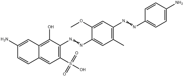 6-アミノ-3-[[4-[(4-アミノフェニル)アゾ]-2-メトキシ-5-メチルフェニル]アゾ]-4-ヒドロキシ-2-ナフタレンスルホン酸 化学構造式